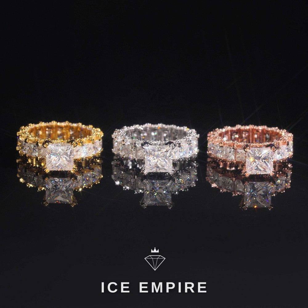 Iced Out Rose Gold Plated Moissanite Engagement Ring