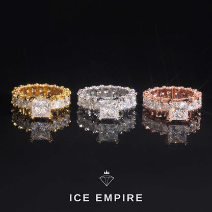 Iced Out Rose Gold Plated Moissanite Engagement Ring