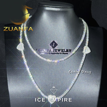 Iced Out Heart Rose Gold Plated Moissanite Cuban Chain