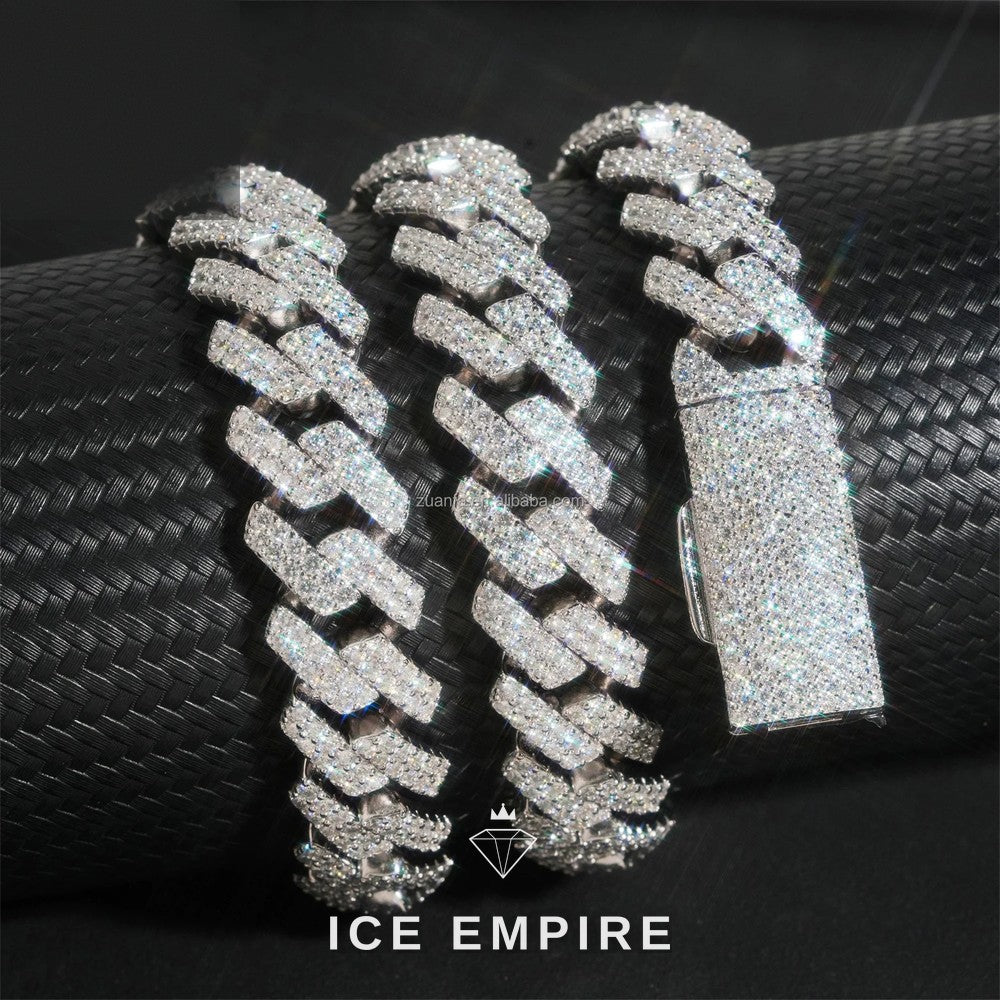 Iced Out 925 Silver Moissanite Cuban Chain