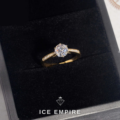 Iced Out 10K Gold Moissanite Engagement Ring