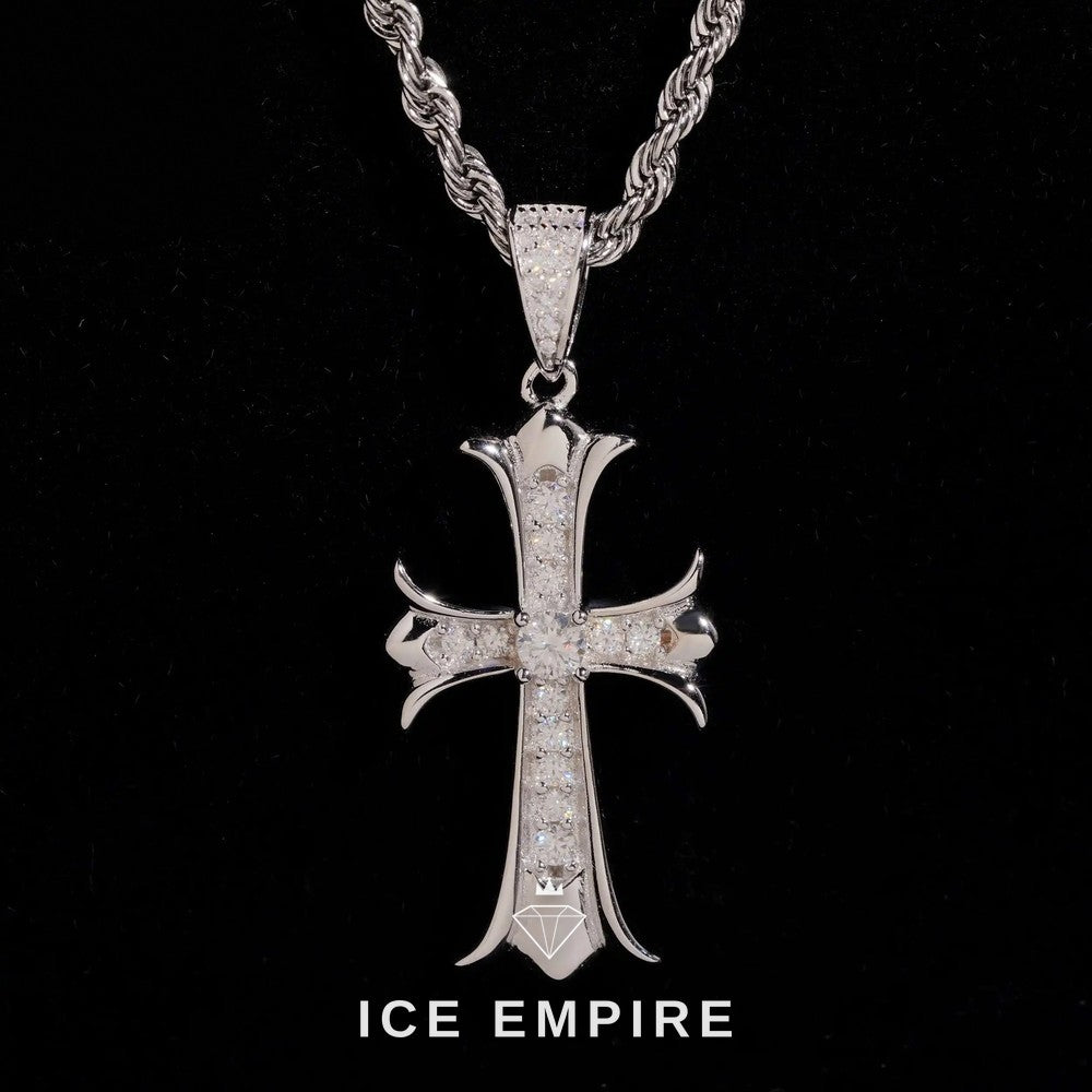 Iced Out Cross Gold Plated Moissanite Pendant