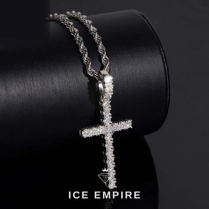 Iced Out Cross 925 Silver Lab Grown Diamond Pendant