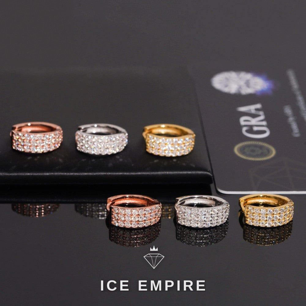 Iced Out 925 Silver Moissanite Hoop Earrings