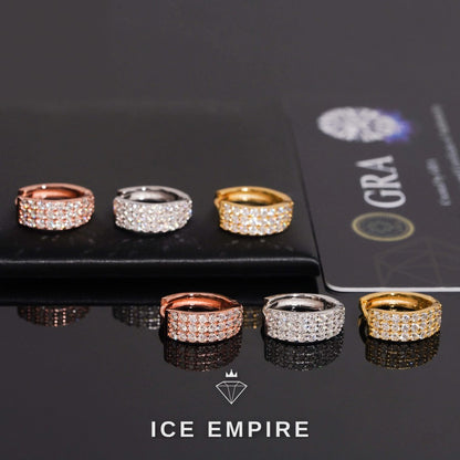 Iced Out 925 Silver Moissanite Hoop Earrings