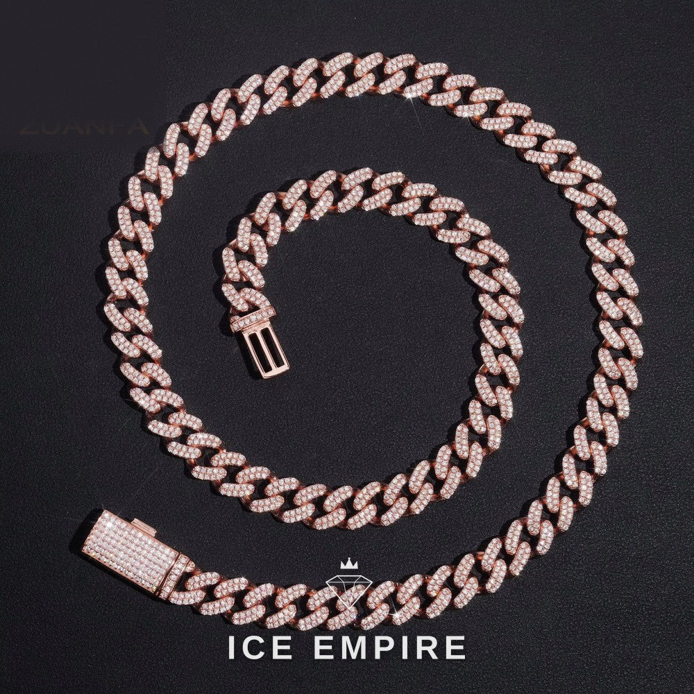 Iced Out Rose Gold Plated Moissanite Cuban Chain
