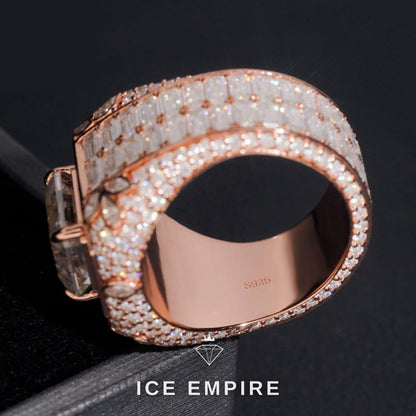Iced Out Rose Gold Plated Moissanite Ring