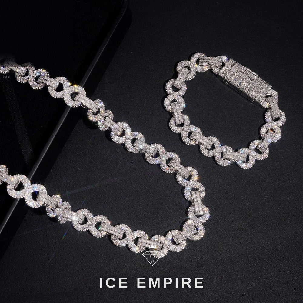Iced Out Baguette 925 Silver Moissanite Cuban Chain