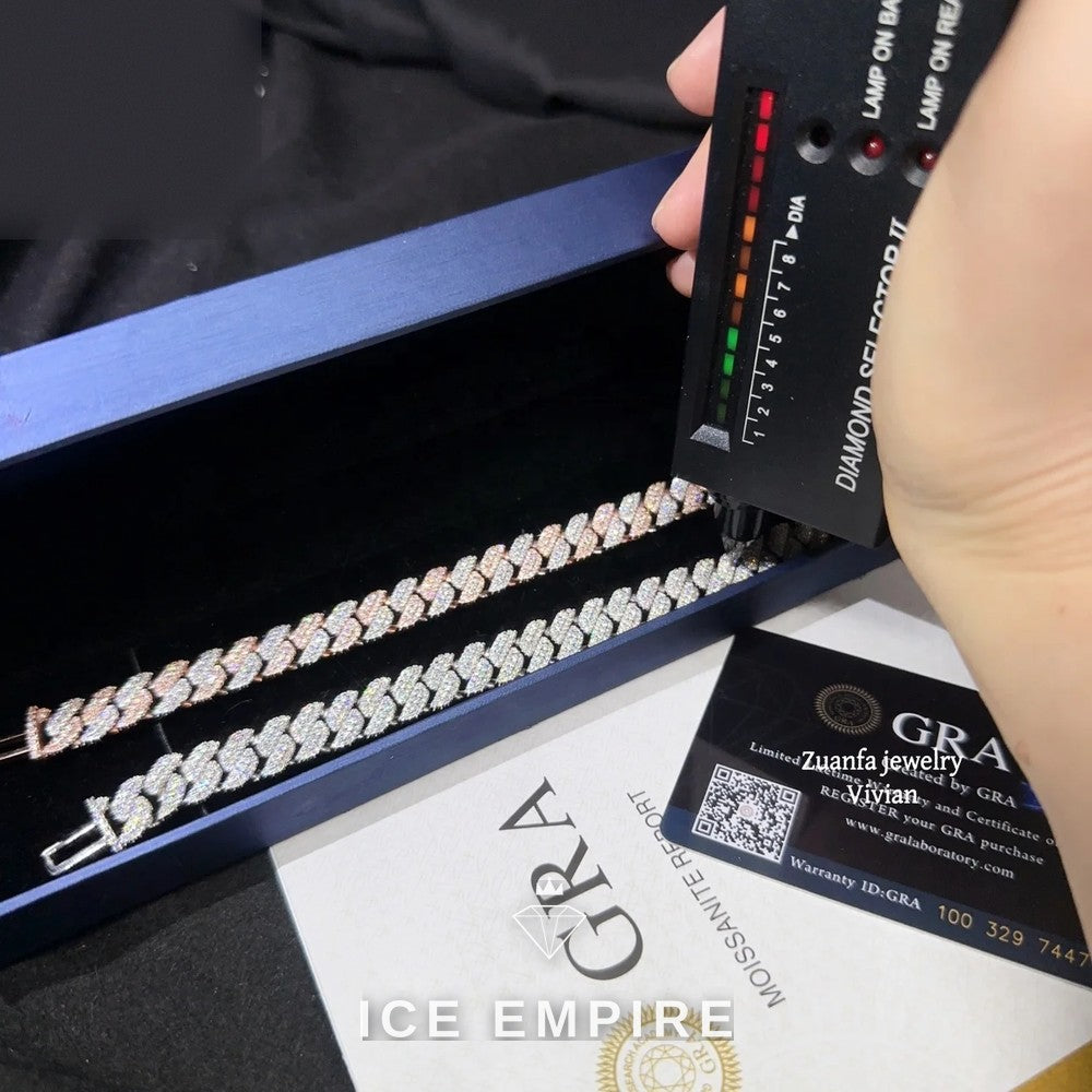 Iced Out 925 Silver Moissanite Cuban Chain
