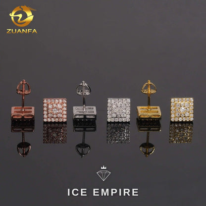 Iced Out 925 Silver Moissanite Stud Earrings