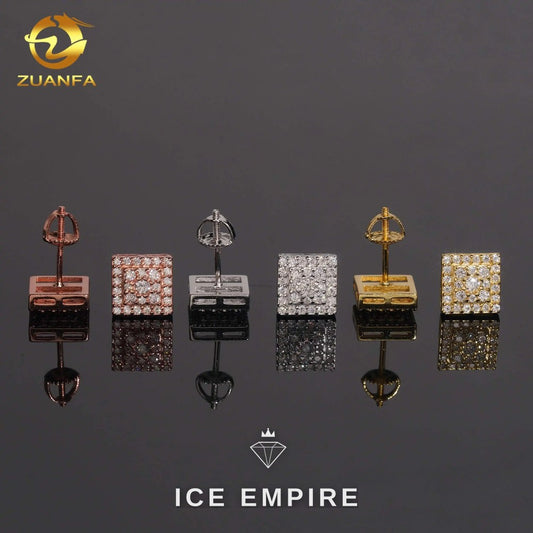 Iced Out 925 Silver Moissanite Stud Earrings