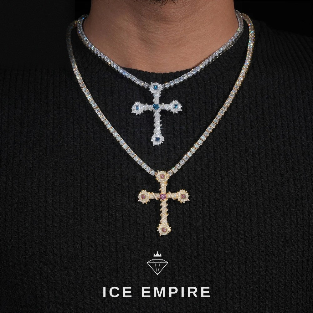 Iced Out Cross 925 Silver Moissanite Pendant
