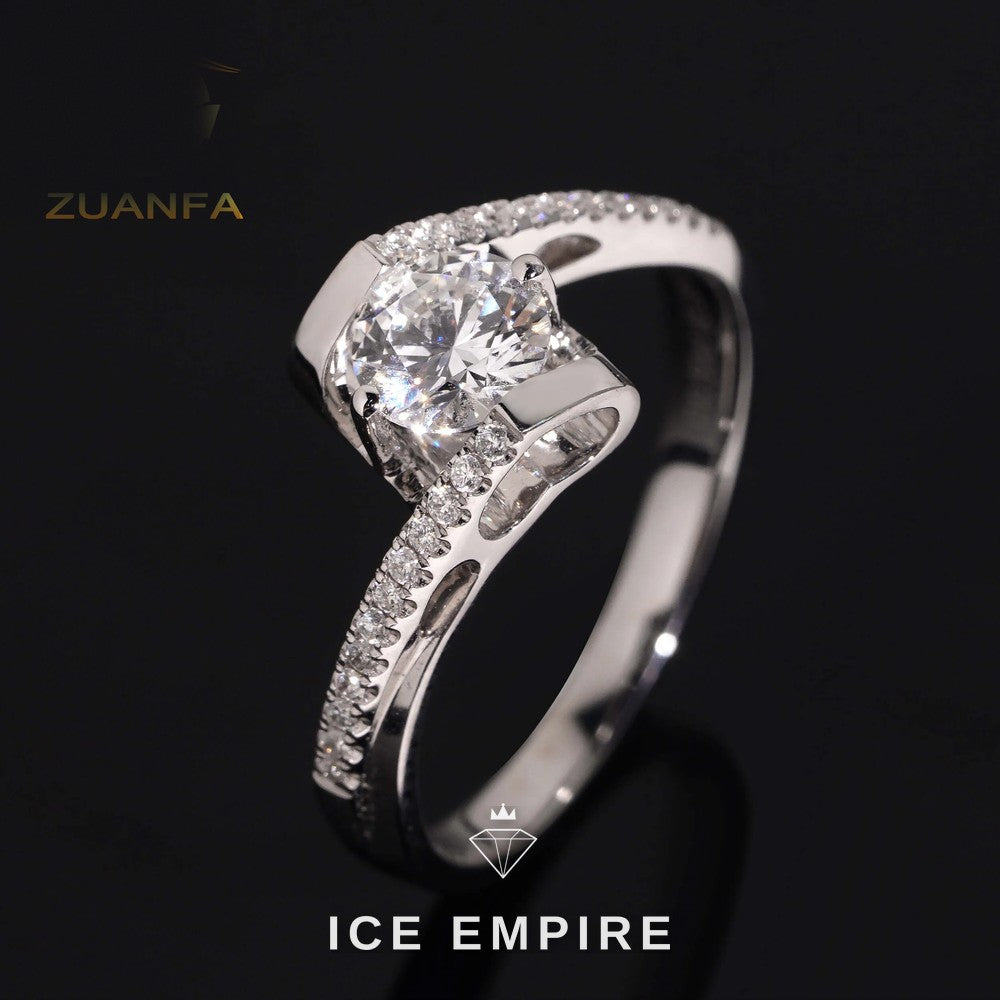 Iced Out 18K Gold Lab Grown Diamond Engagement Ring