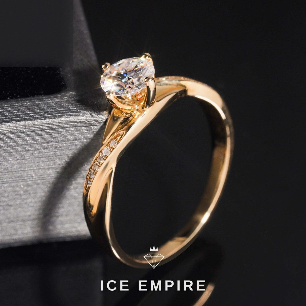 Iced Out Rose Gold Plated Moissanite Engagement Ring