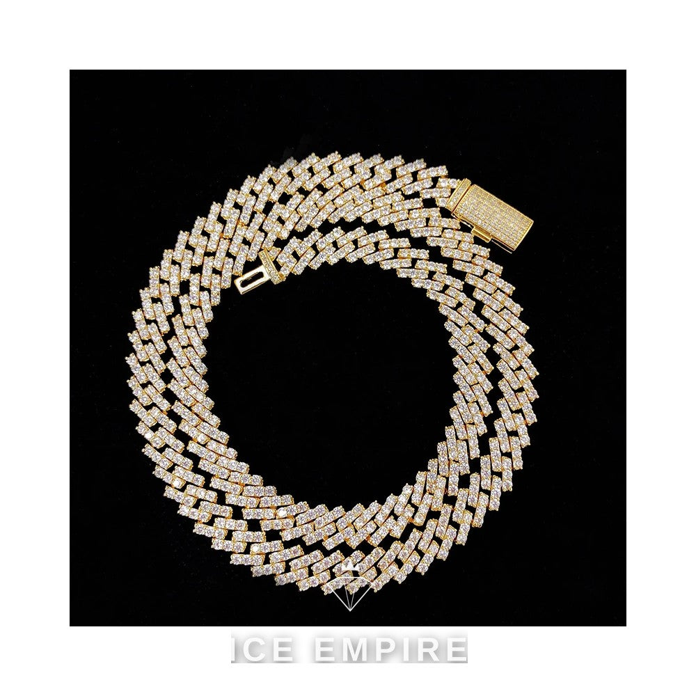 Iced Out Gold Plated Moissanite Cuban Chain
