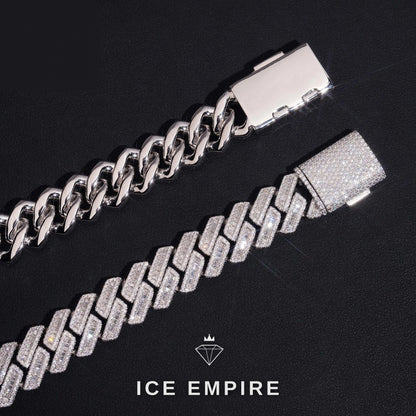 Iced Out Baguette Rose Gold Plated Moissanite Cuban Chain