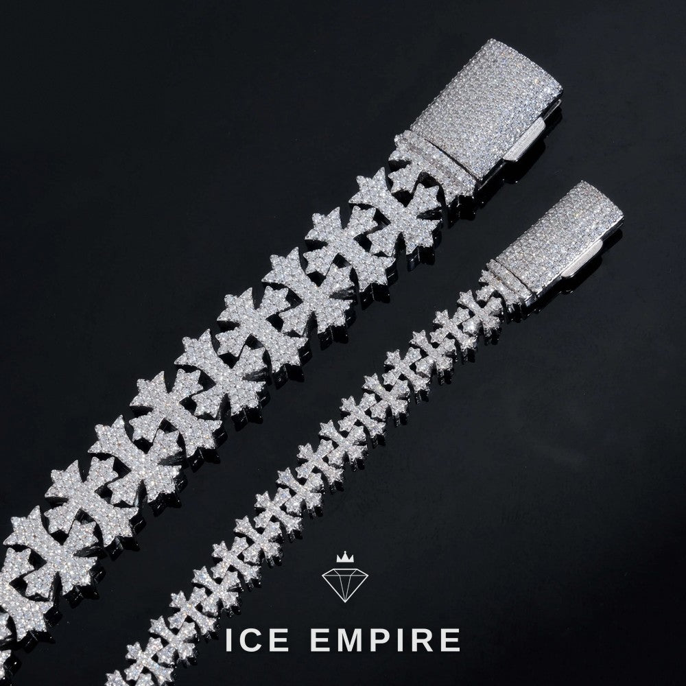Iced Out Cross 925 Silver Moissanite Cuban Chain