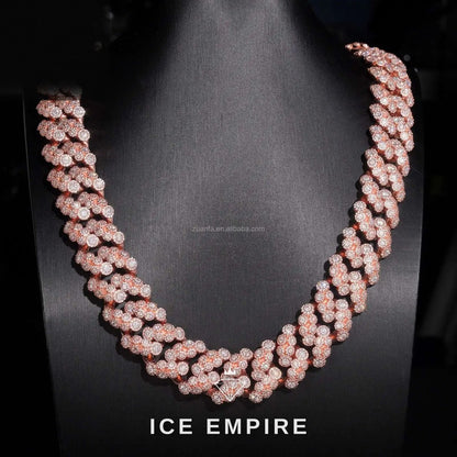 Iced Out Rose Gold Moissanite Cuban Chain