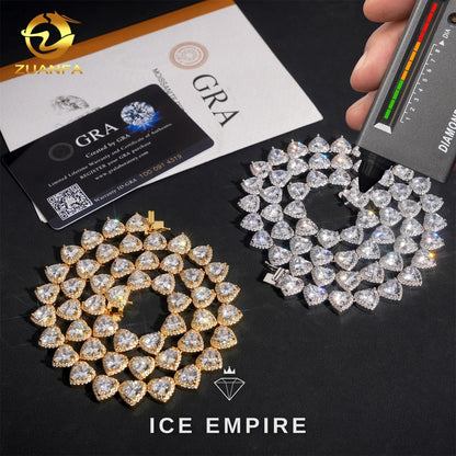 Iced Out Heart Rose Gold Plated Moissanite Cuban Chain
