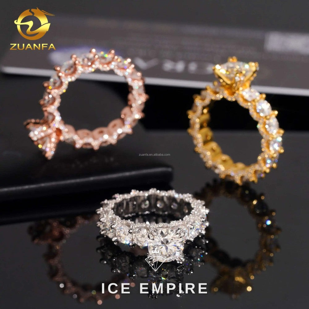 Iced Out Rose Gold Plated Moissanite Wedding Band