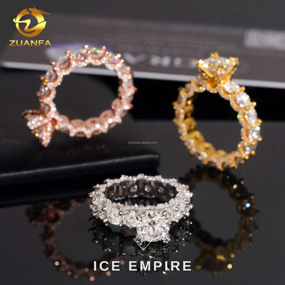 Iced Out Rose Gold Plated Moissanite Wedding Band
