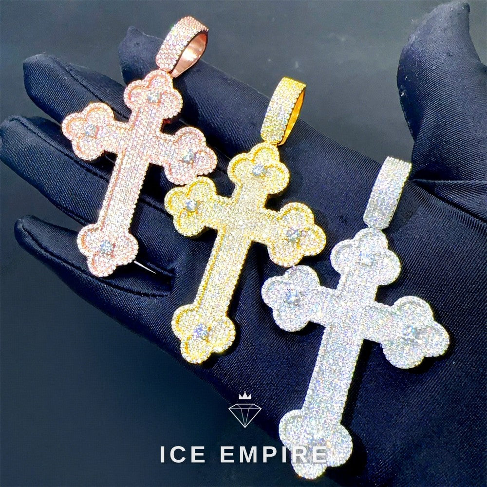 Iced Out Cross 925 Silver Moissanite Pendant
