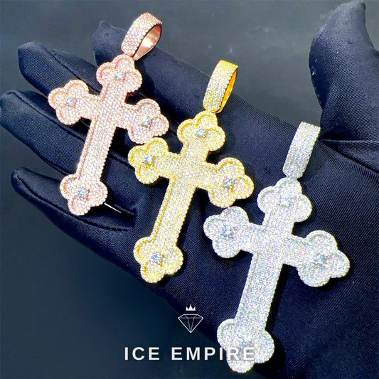Iced Out Cross 925 Silver Moissanite Pendant