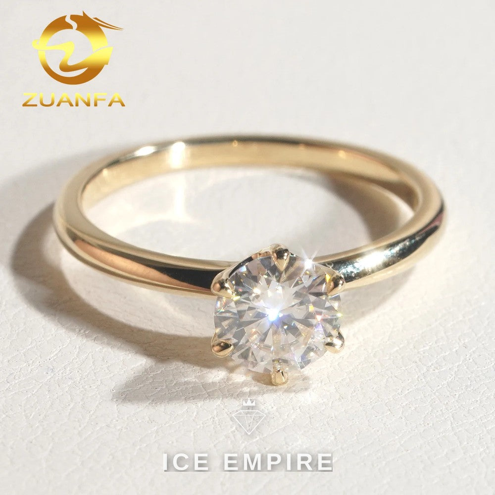 Iced Out 10K Gold Moissanite Engagement Ring