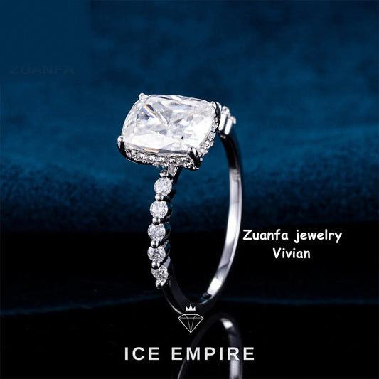Iced Out 925 Silver Moissanite Wedding Band