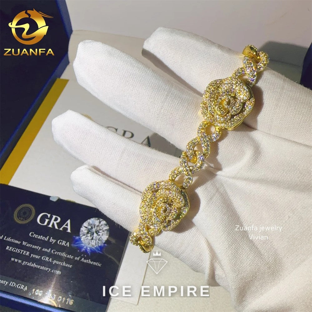 Iced Out 925 Silver Moissanite Cuban Chain