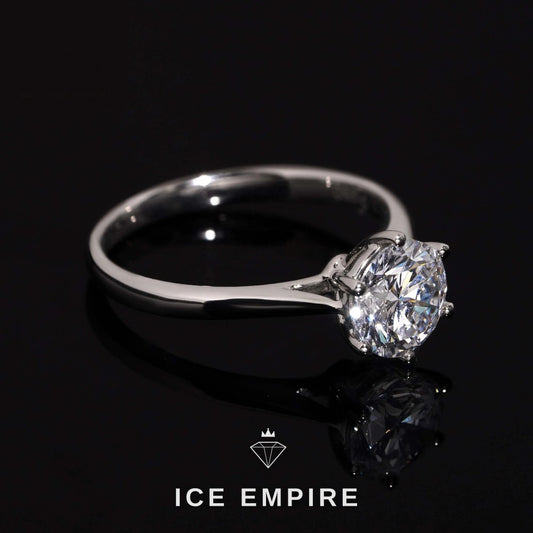Iced Out 925 Silver Lab Grown Diamond Engagement Ring