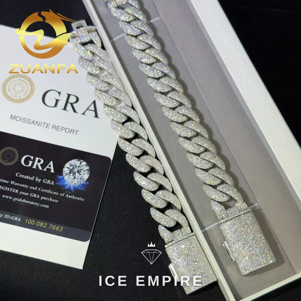 Iced Out 925 Silver Moissanite Cuban Chain