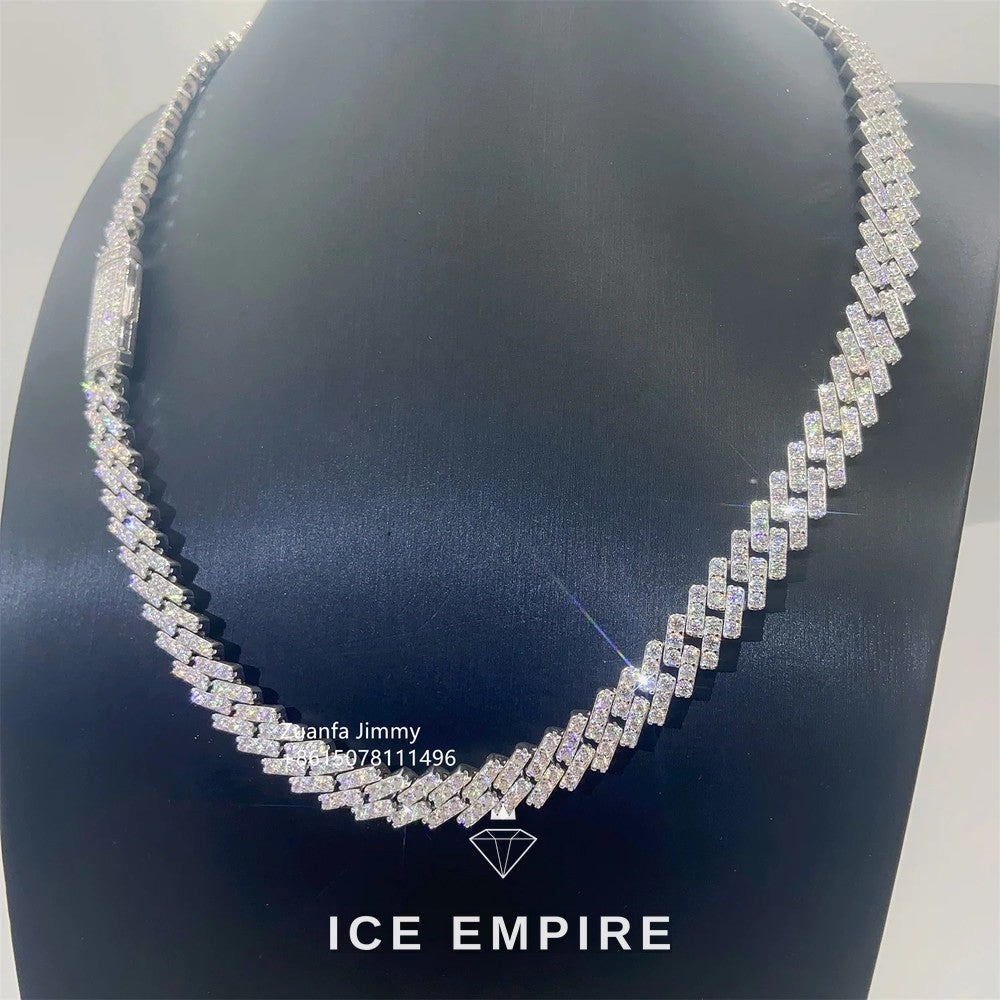 Iced Out 925 Silver Moissanite Cuban Chain