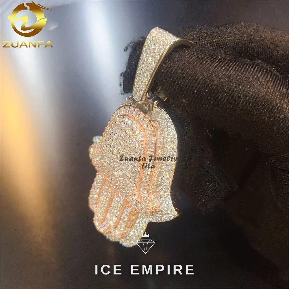 Iced Out Rose Gold Plated Moissanite Pendant