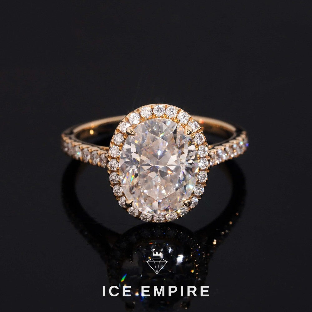 Iced Out 14K Gold Moissanite Wedding Band
