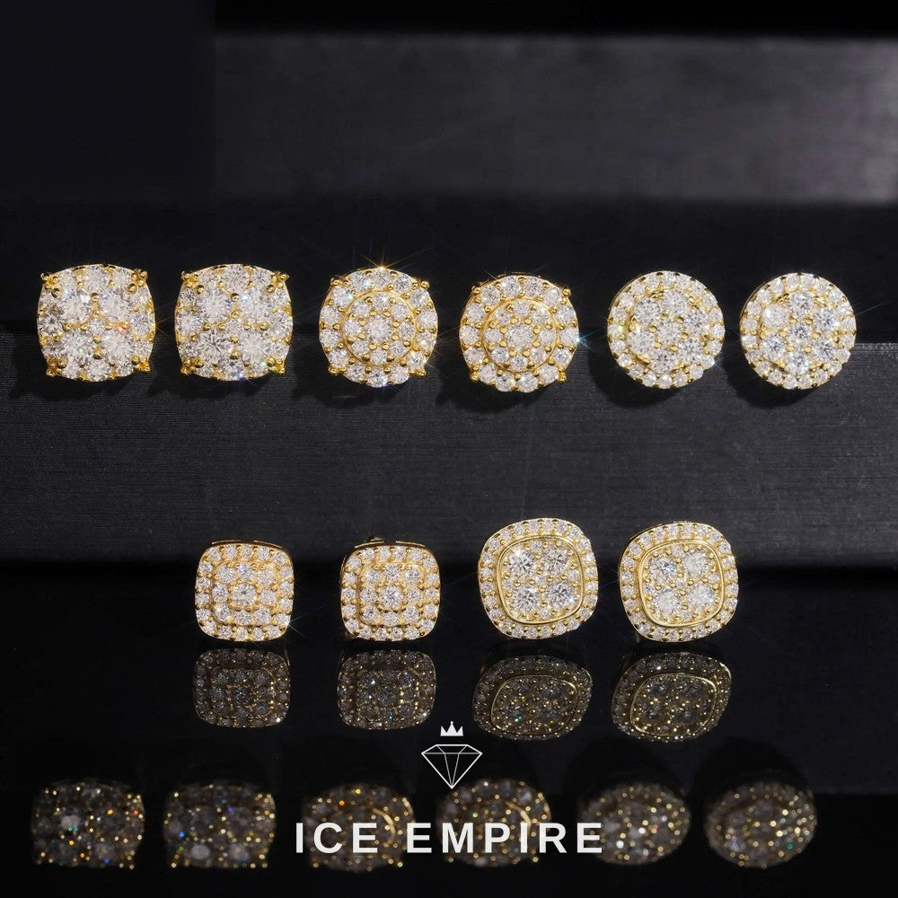 Iced Out Rose Gold Plated Moissanite Stud Earrings