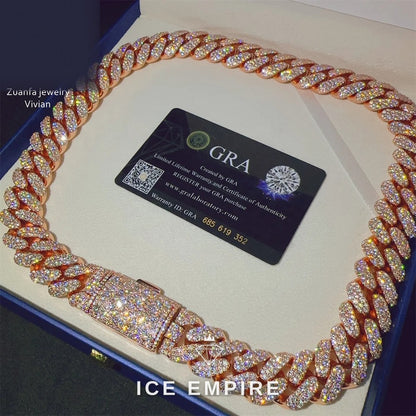 Iced Out Rose Gold Plated Moissanite Cuban Chain