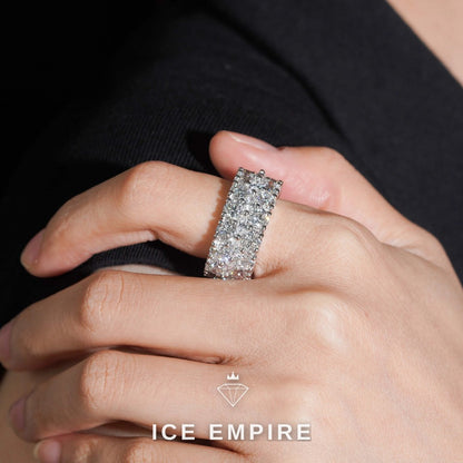 Iced Out 925 Silver Lab Grown Diamond Wedding Band