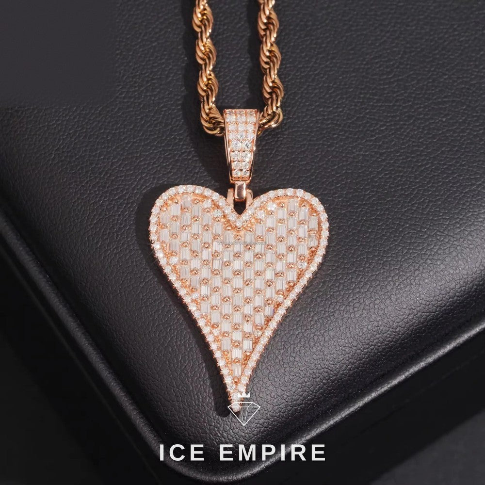 Iced Out Heart 925 Silver Moissanite Pendant