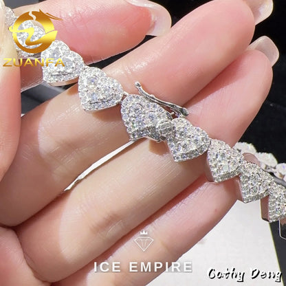 Iced Out Heart Rose Gold Plated Moissanite Cuban Chain