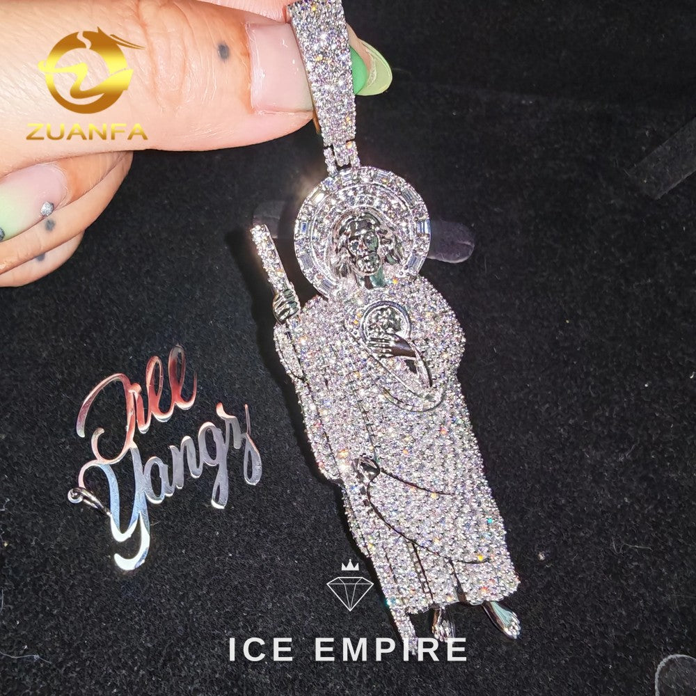 Iced Out Baguette 925 Silver Moissanite Pendant