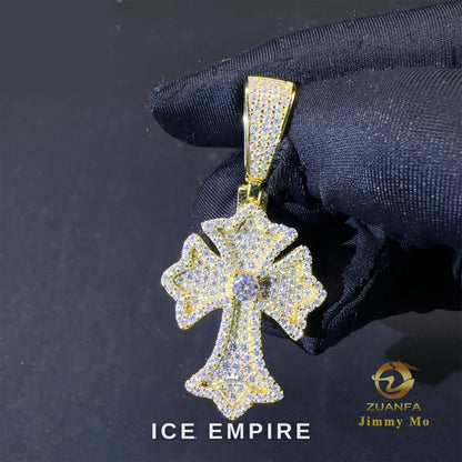 Iced Out Cross 925 Silver Pendant