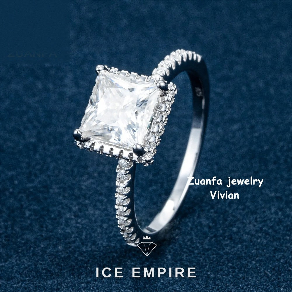 Iced Out 925 Silver Moissanite Ring