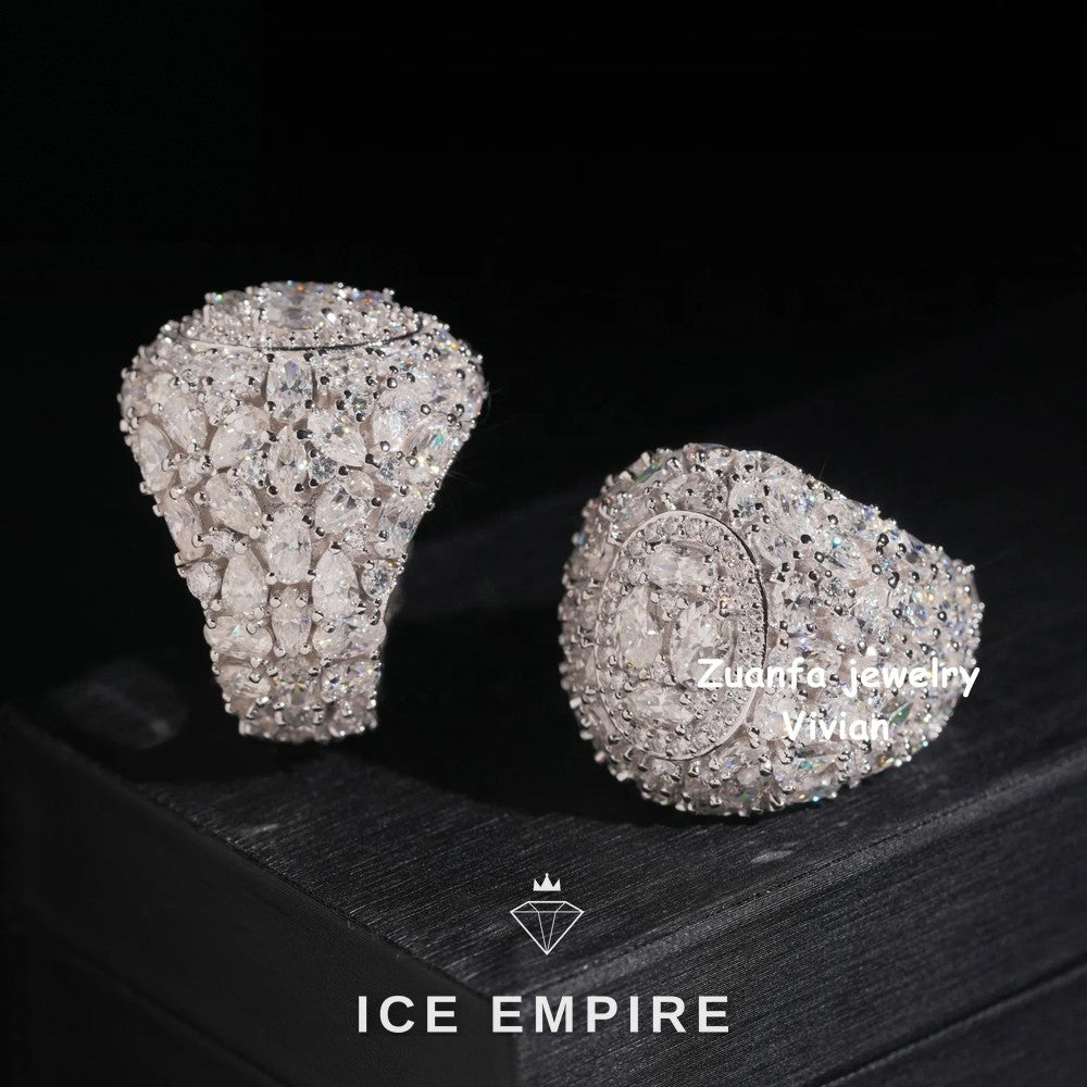 Iced Out 925 Silver Moissanite Ring