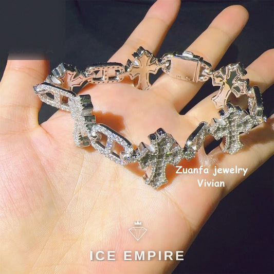 Iced Out 925 Silver Moissanite Cuban Chain