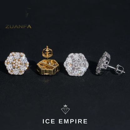 Iced Out Cluster 925 Silver Moissanite Earrings