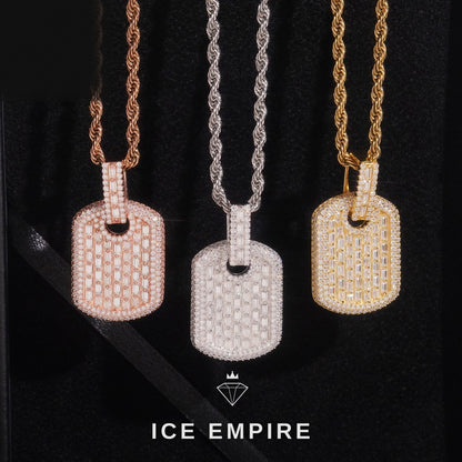 Iced Out Baguette 925 Silver Moissanite Pendant