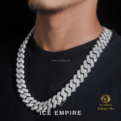 Iced Out 925 Silver Moissanite Cuban Chain