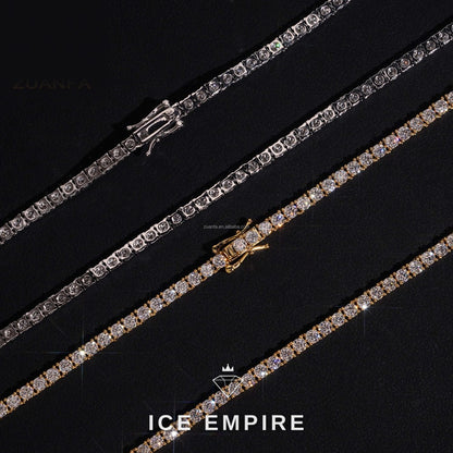 Iced Out Cluster Gold Plated Moissanite Tennis Chain