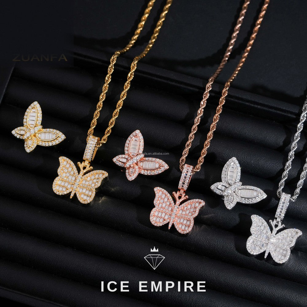Iced Out Cross Rose Gold Plated Moissanite Pendant